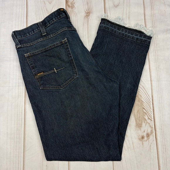 Ariat Rebar M5 Straight Leg Jeans Raw Hem Med/Dark Blue Sz 40x32 - Picture 13 of 16